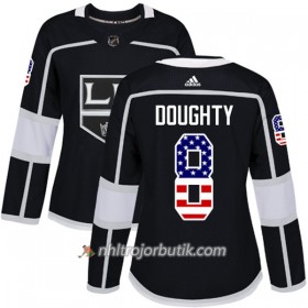 Dame Ishockey Los Angeles Kings Tröja Drew Doughty 8 Adidas 2017-2018 Svart USA Flag Fashion Authentic